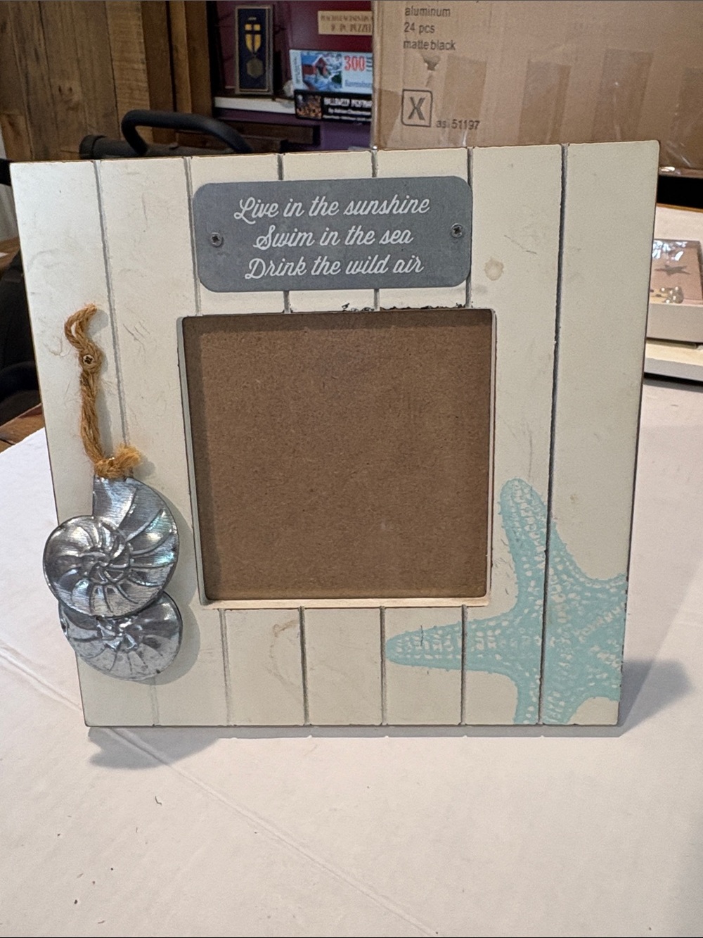 Coastal Cream and Aqua Wooden Photo Frame - Brand Unspecified